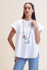 Triano long necklace in black, white, bordeaux.